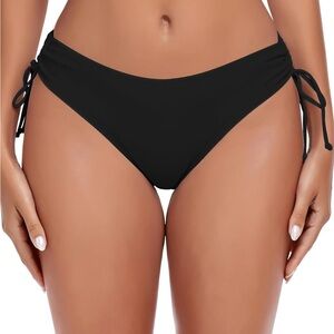NWT Women's Black Tie-Side Bikini Bottom